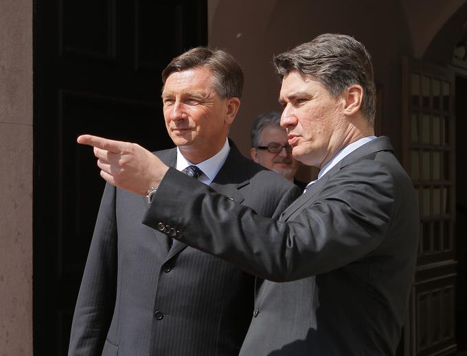 Borut Pahor in Zoran Milanović leta 2013 v Zagrebu. Pahor je bil takrat slovenski predsednik, Milanović pa hrvaški premier. | Foto: STA ,